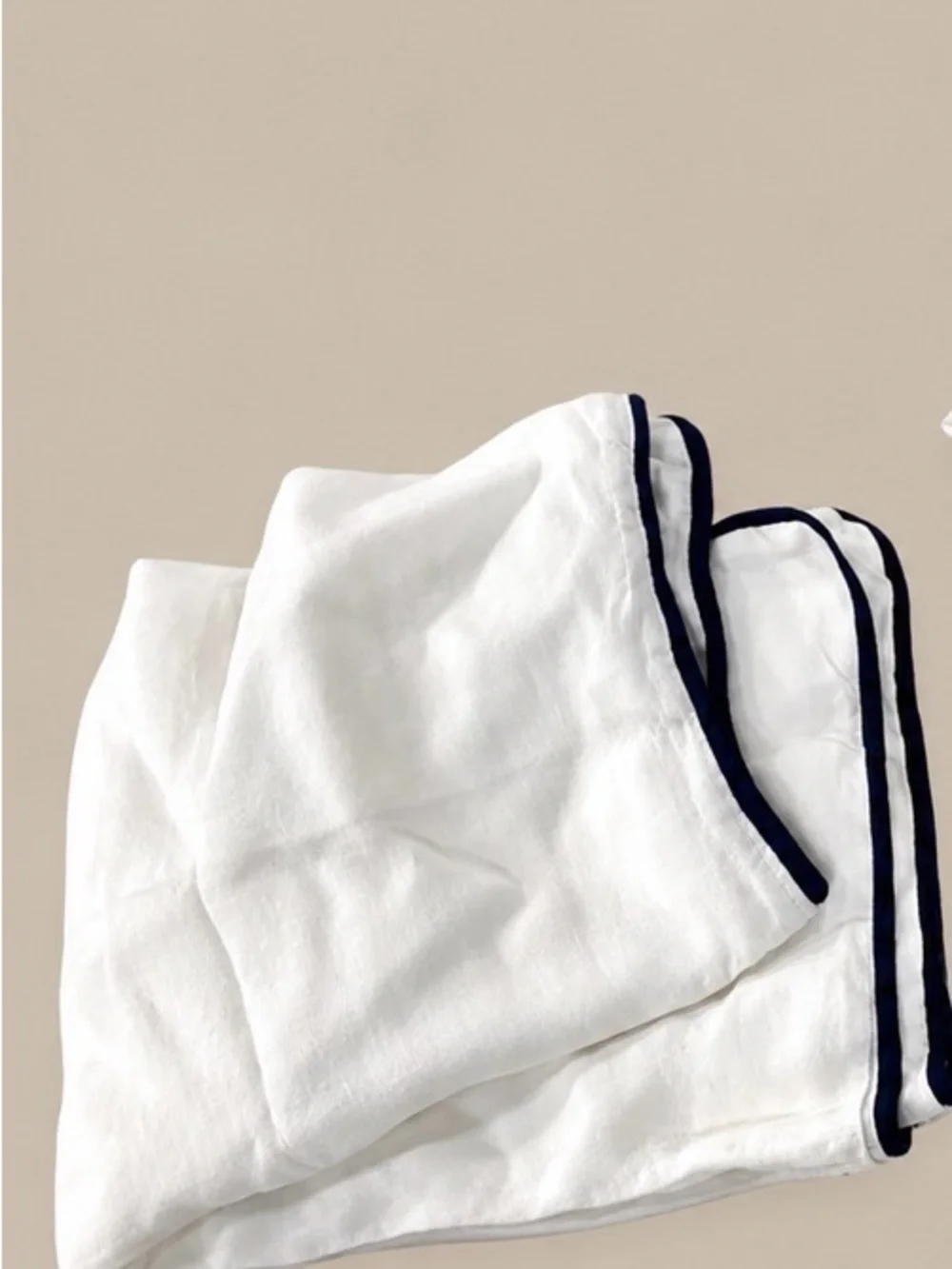 Quince European Linen Piped Sheet Combo in White/Navy King